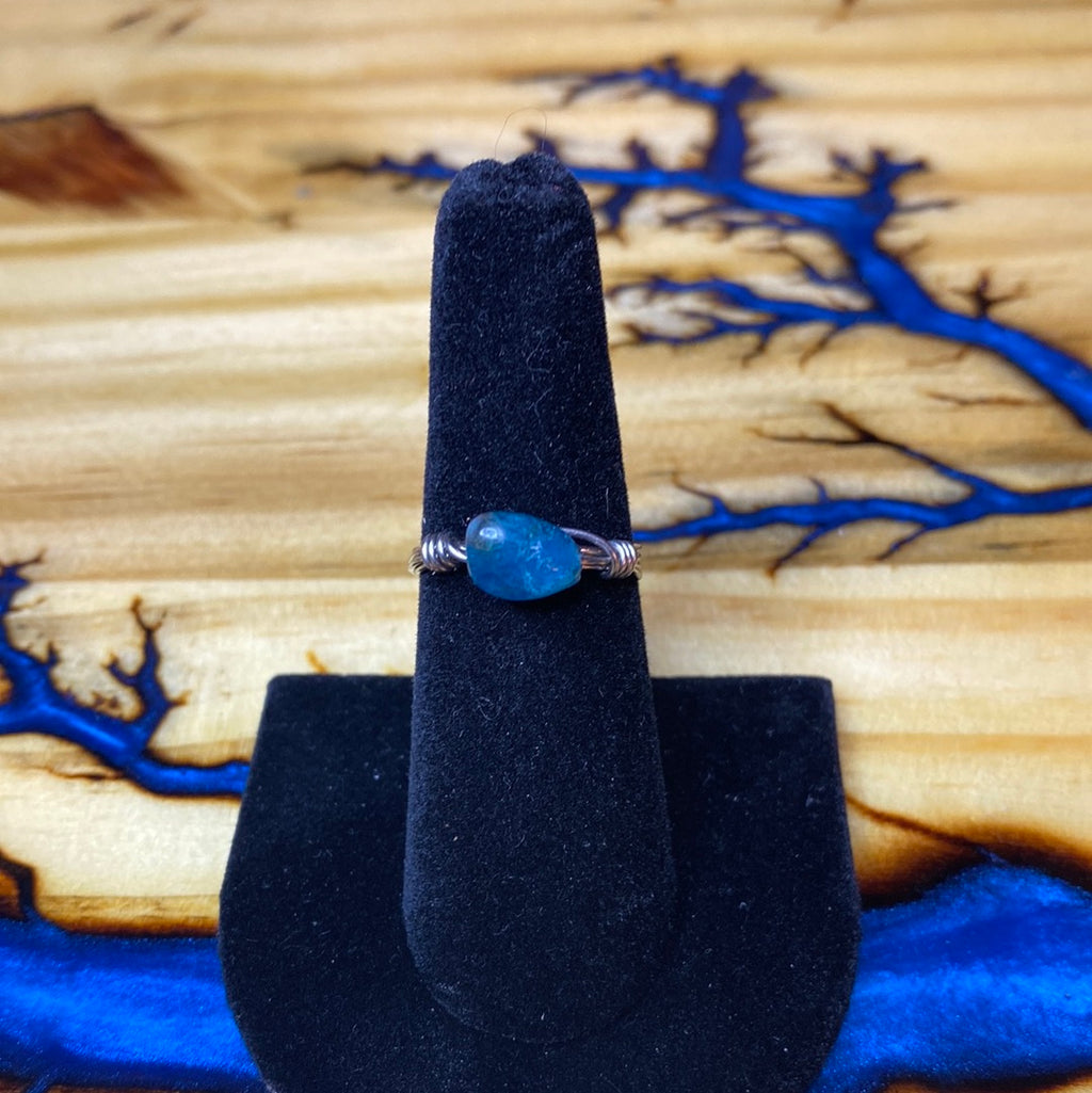 Blue Apatite Wire Wrapped Ring